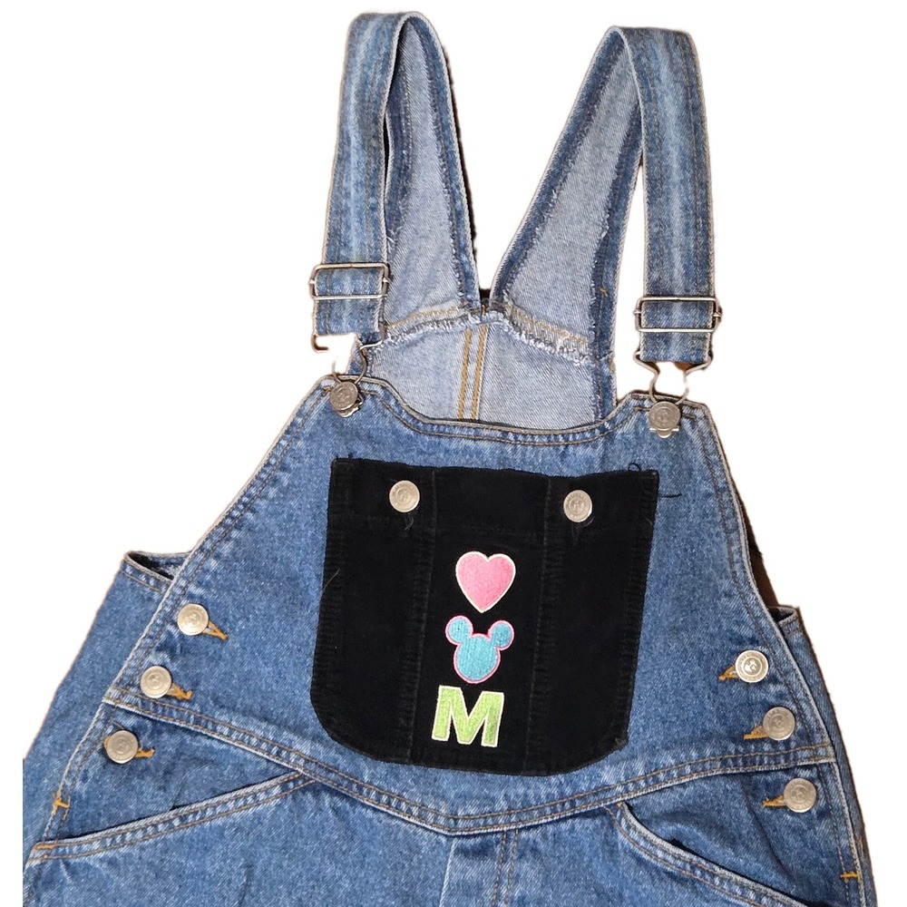 Vintage Mickey & Co Disney Denim Overalls Size 14 Medium Wash 90s Mickey Minnie